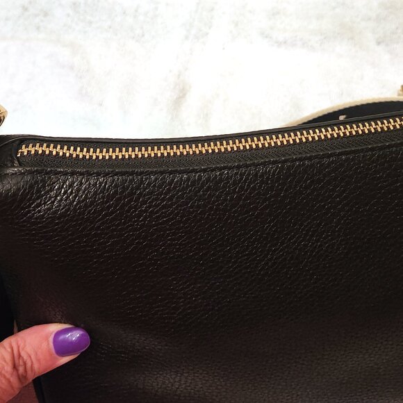 Kate Spade Rosie Black Leather Crossbody With Web Logo Guitar Strap _ NWT - Picture 4 of 8
